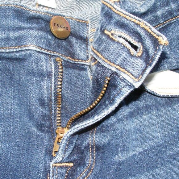 FRAME Jeans, 26, Le Skinny de Jeanne, Dame Dark Blue Wash, Low Rise, Zipper - Picture 6 of 12